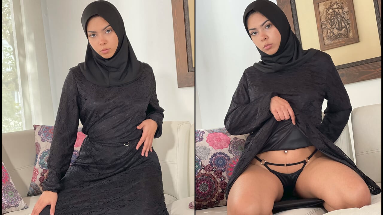 Une jeune musulmane voilée est surprise en train de regarder du porno et se fait baiser le cul.